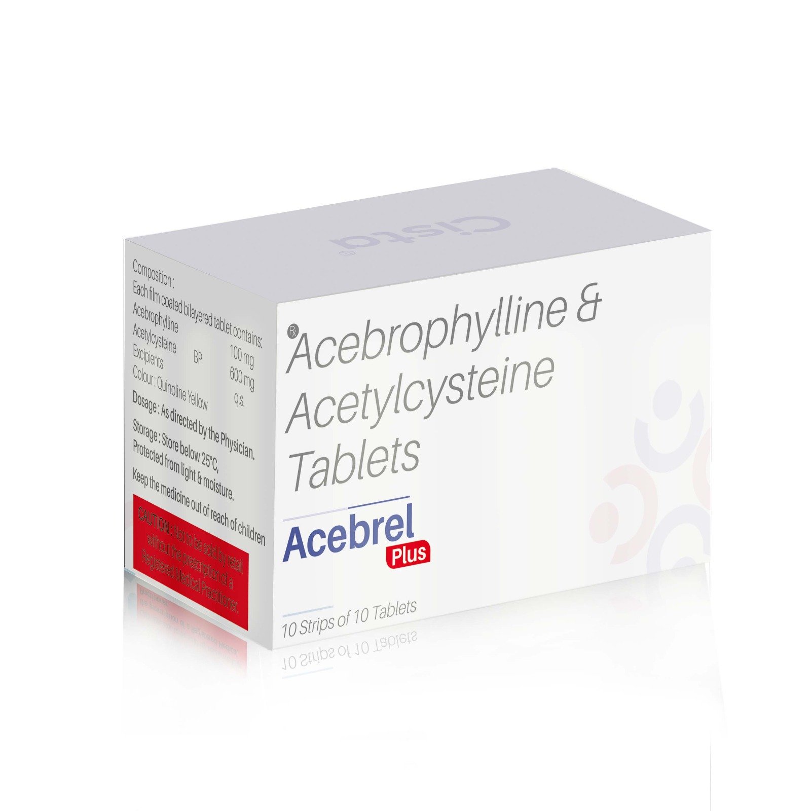 Acebrophylline & Acetylcysteine Tablets – Acebrel Plus Tablets, Compositions of Acebrophylline & Acetylcysteine Tablets – Acebrel Plus Tablets are Acebrophylline 100mg + N Acetyl  Cysteine 600mg (Anti-Asthamatic with  Mucolytic), Acebrophylline & Acetylcysteine Tablets – Acebrel Plus Tablets offered by CistaMedicorp