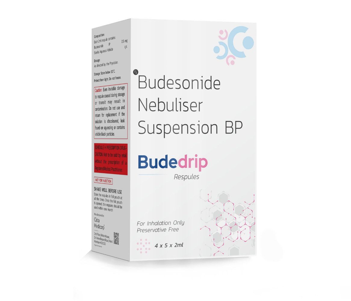 Budesonide Nebuliser Suspension BP – BUDEDRIP, Compositions of Budesonide Nebuliser Suspension BP – BUDEDRIP are Budesonide 0.5mg, Budesonide Nebuliser Suspension BP – BUDEDRIP offered by CistaMedicorp