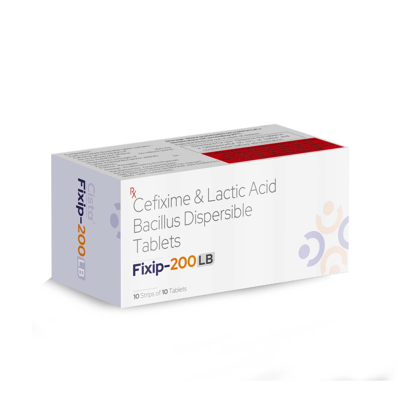 Cefixime & Lactic Acid Bacillus Dispersible Tablets – Fixip 200 LB, Compositions of Cefixime & Lactic Acid Bacillus Dispersible Tablets – Fixip 200 LB are Cefixime 200mg (Lactic Acid Bacillus), Cefixime & Lactic Acid Bacillus Dispersible Tablets – Fixip 200 LB offered by CistaMedicorp