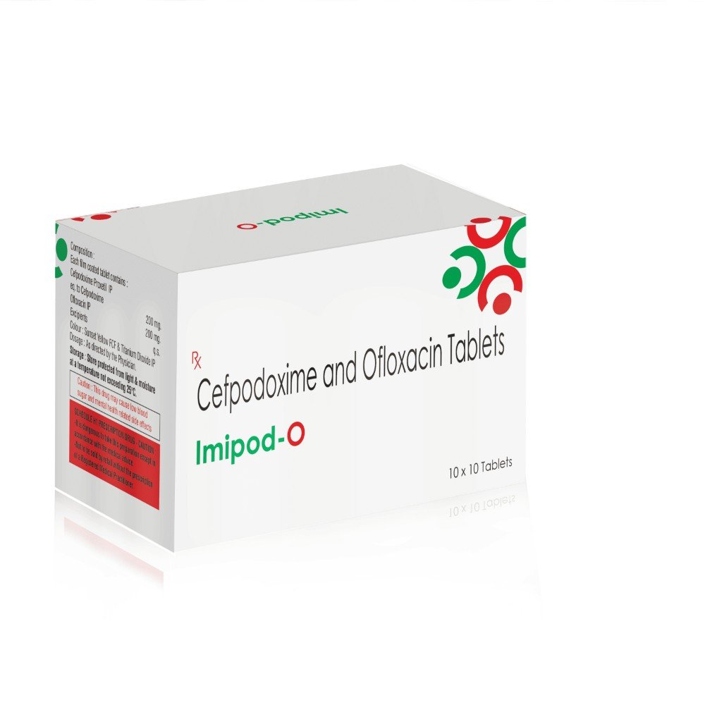 Cefpodoxime & Ofloxacin Tablets – Imipod O, Compositions of Cefpodoxime & Ofloxacin Tablets – Imipod O are Cefpodoxime 200mg + Ofloxacin 200mg, Cefpodoxime & Ofloxacin Tablets – Imipod O offered by CistaMedicorp