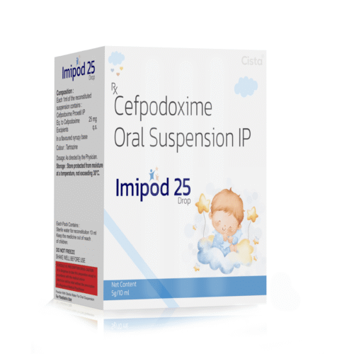 Cefpodoxime Oral Suspension IP – Imipod 25, Compositions of Cefpodoxime Oral Suspension IP – Imipod 25 are Cefpodoxime 25mg with Water, Cefpodoxime Oral Suspension IP – Imipod 25 offered by Cista Medicorp