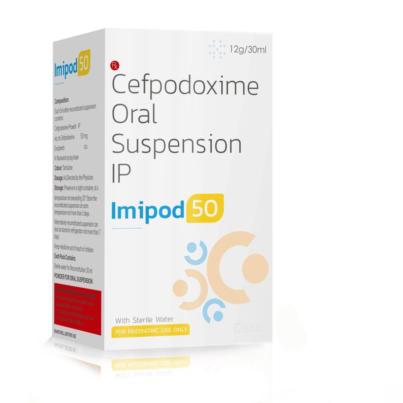 Cefpodoxime Oral Suspension IP – Imipod 50, Compositions of Cefpodoxime Oral Suspension IP – Imipod 50 are Cefpodoxime 50mg with Water, Cefpodoxime Oral Suspension IP – Imipod 50 offered by CistaMedicorp