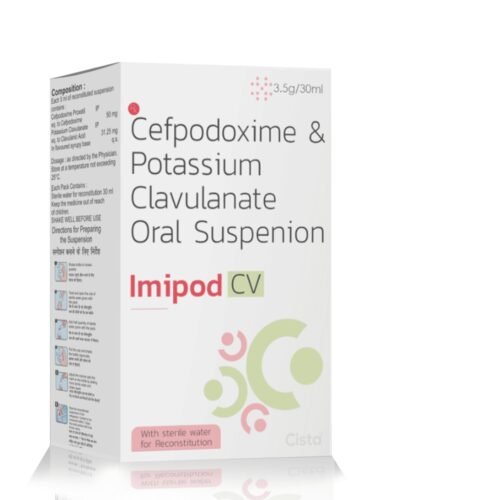 Cefpodoxime & Potassium Clavulanate Oral Suspension – Imipod CV, Compositions of Cefpodoxime & Potassium Clavulanate Oral Suspension – Imipod CV are Cefpodoxime 50 mg + Clavulanic Acid  28.50mg With Water, Cefpodoxime & Potassium Clavulanate Oral Suspension – Imipod CV offered by Cista Medicorp