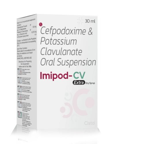 Cefpodoxime & Potassium Clavulanate Oral Suspension – Imipod CV EXTRA, Compositions of Cefpodoxime & Potassium Clavulanate Oral Suspension – Imipod CV EXTRA are Cefpodoxime 100 mg + Clavulanic Acid  28.50mg with Water, Cefpodoxime & Potassium Clavulanate Oral Suspension – Imipod CV EXTRA offered by Cista Medicorp