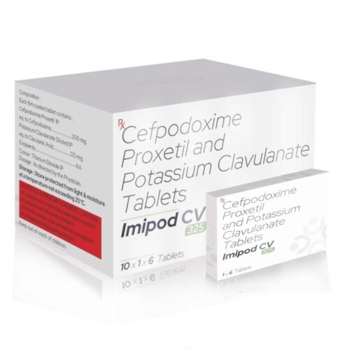 Cefpodoxime Proxetil 200 mg & Potassium Clavulanate 125 mg Tablets – Imipod CV 325, Compositions of Cefpodoxime Proxetil 200 mg & Potassium Clavulanate 125 mg Tablets – Imipod CV 325 are Cefpodoxime 200mg + Clavulanic Acid  125mg, Cefpodoxime Proxetil 200 mg & Potassium Clavulanate 125 mg Tablets – Imipod CV 325 offered by Cista Medicorp