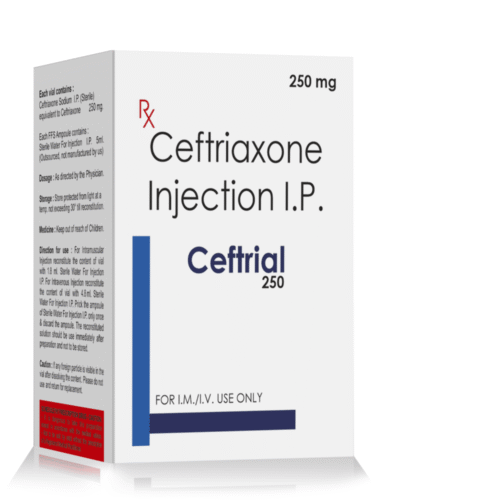 Ceftriaxone Injection IP 250 Mg – Ceftrial 250, Compositions of Ceftriaxone Injection IP 250 Mg – Ceftrial 250 are Ceftriaxone 250mg, Ceftriaxone Injection IP 250 Mg – Ceftrial 250 offered by Cista Medicorp
