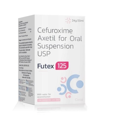 Cefuroxime Axetil Oral Suspension USP – Futex 125  D/s, Compositions of Cefuroxime Axetil Oral Suspension USP – Futex 125  D/s are Cefuroxime Axetil for Oral Suspension USP 125mg each 5 ml with water, Cefuroxime Axetil Oral Suspension USP – Futex 125  D/s offered by Cista Medicorp