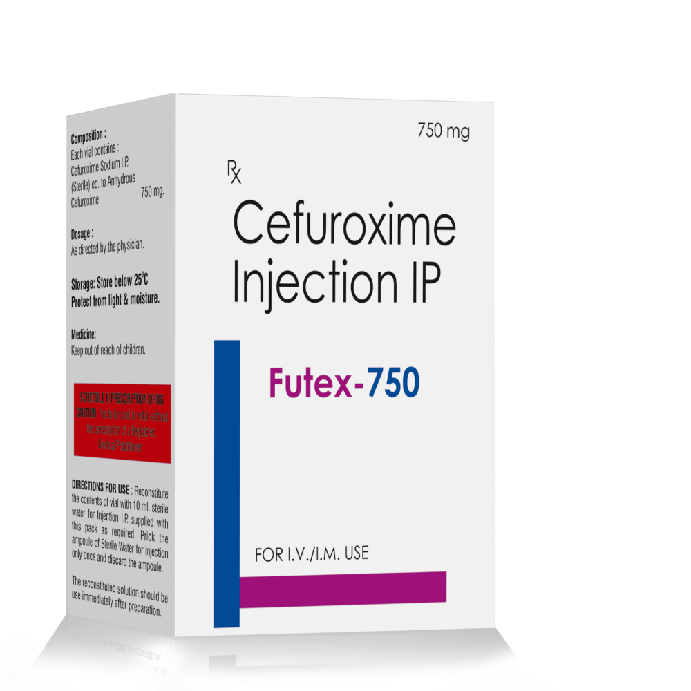 Cefuroxime Injection IP 750 Mg – Futex 750, Compositions of Cefuroxime Injection IP 750 Mg – Futex 750 are Cefuroxime Sodium 750mg, Cefuroxime Injection IP 750 Mg – Futex 750 offered by CistaMedicorp