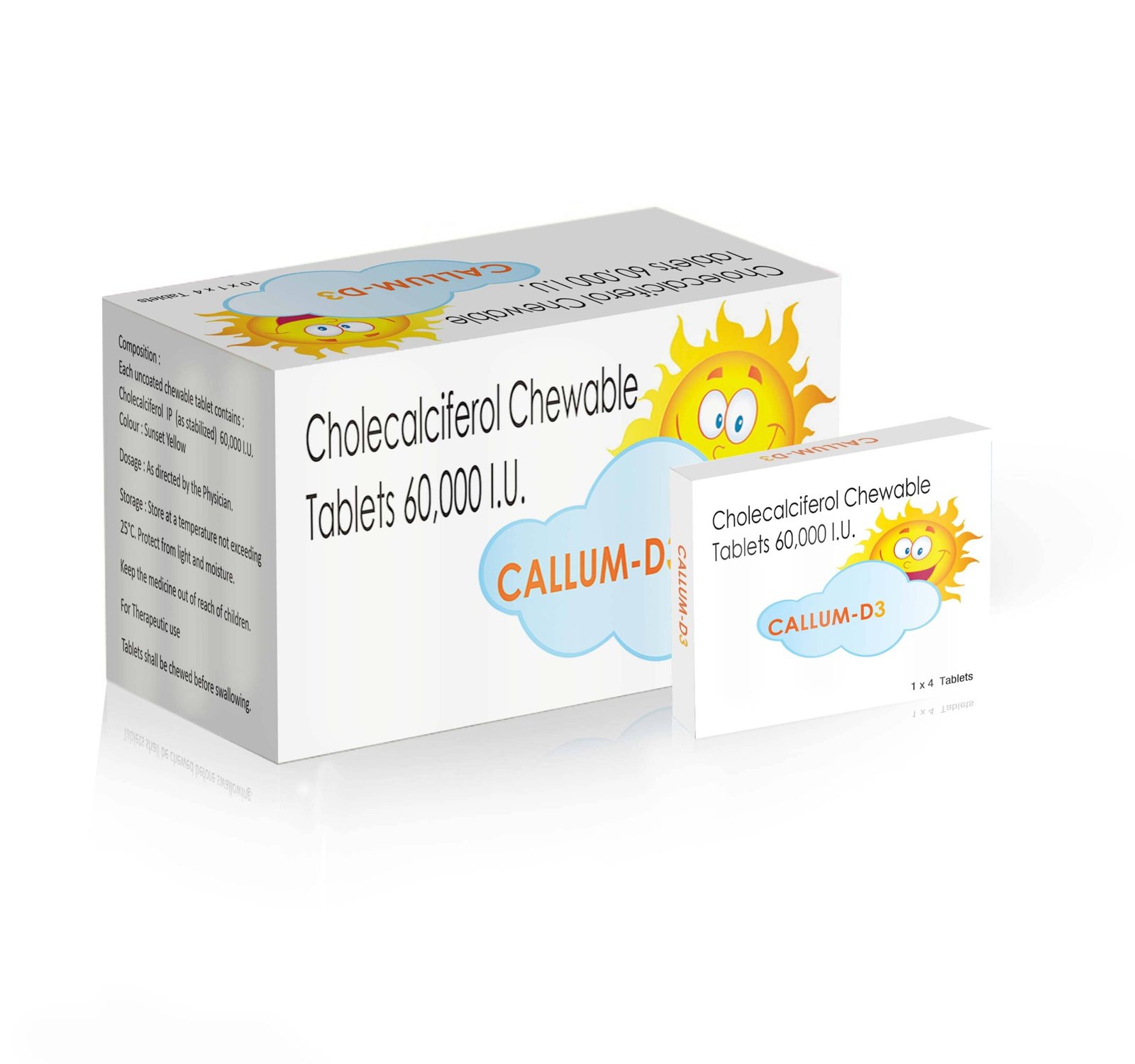 Cholecalciferol Chewable Tablets 60000 IU – Callum D3 Tablets, Compositions of Cholecalciferol Chewable Tablets 60000 IU – Callum D3 Tablets are Vitamin D3 60000 IU (Chewable Tab), Cholecalciferol Chewable Tablets 60000 IU – Callum D3 Tablets offered by CistaMedicorp