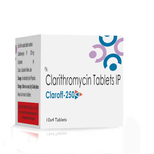 Clarithromycin Tablets IP 250 Mg – Claroff 250, Compositions of Clarithromycin Tablets IP 250 Mg – Claroff 250 are Clarithromycin 250 mg, Clarithromycin Tablets IP 250 Mg – Claroff 250 offered by Cista Medicorp