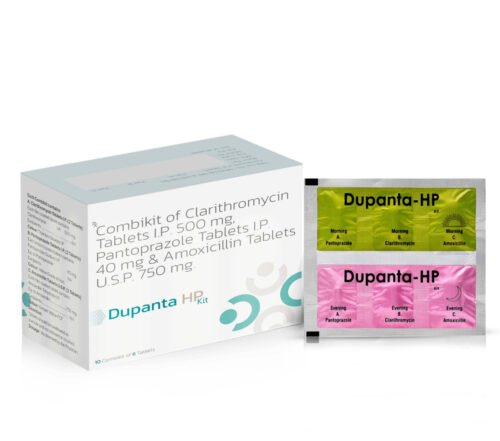 Clarithromycin of Amoxicillin Tablets USP, Clarithromycin Tablets IP & Pantoprazole Gastro Resistant Capsules - Dupanta HP Kit