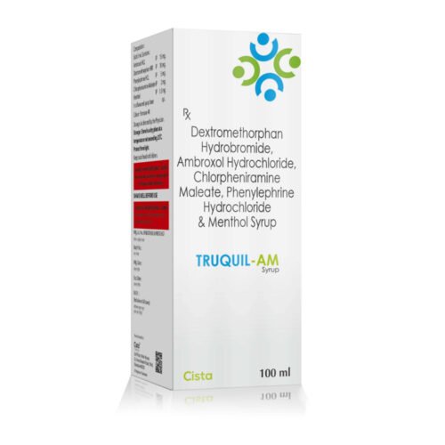 Dextromethorphan HBr, Ambroxol HCl, Chlorpheniramine Maleate, Phenylephrine HCl & Menthol Syrup - TRUQUIL-AM Syrup - Cista Medicorp
