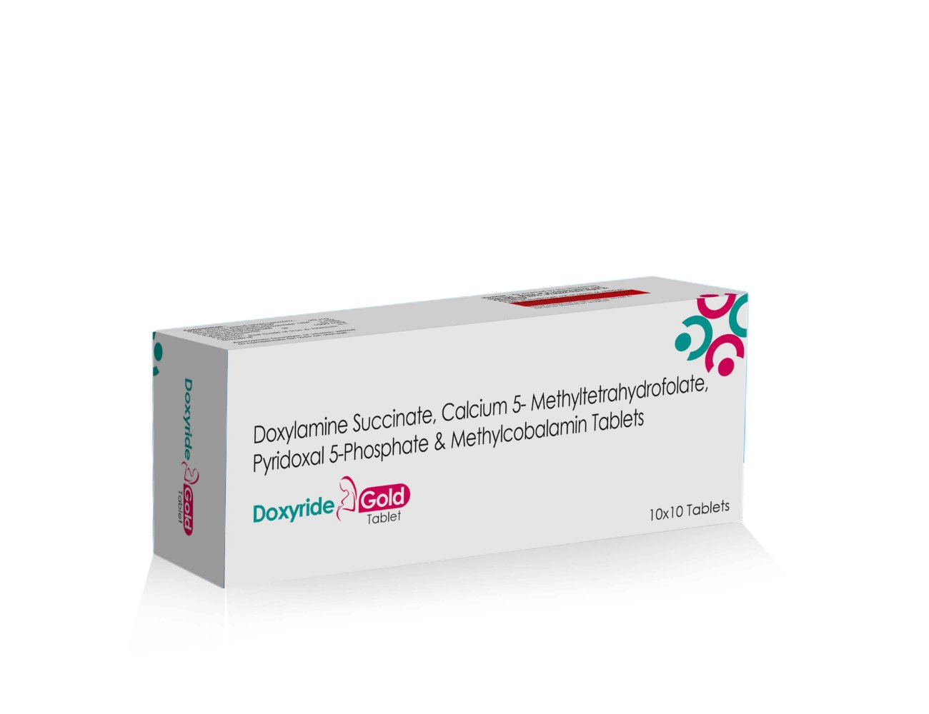 Doxylamine Succinate Calcium 5-Methyltetrahydrofolate Pyridoxal-5-Phosphate Mecobalamin Tablets – DOXYRIDE GOLD, Compositions of Doxylamine Succinate Calcium 5-Methyltetrahydrofolate Pyridoxal-5-Phosphate Mecobalamin Tablets – DOXYRIDE GOLD are Doxylamine Succinate + L- Methylfolate Calcium, Pyridoxal 5- Phosphate & Mecobalamin Tablets, Doxylamine Succinate Calcium 5-Methyltetrahydrofolate Pyridoxal-5-Phosphate Mecobalamin Tablets – DOXYRIDE GOLD offered by CistaMedicorp