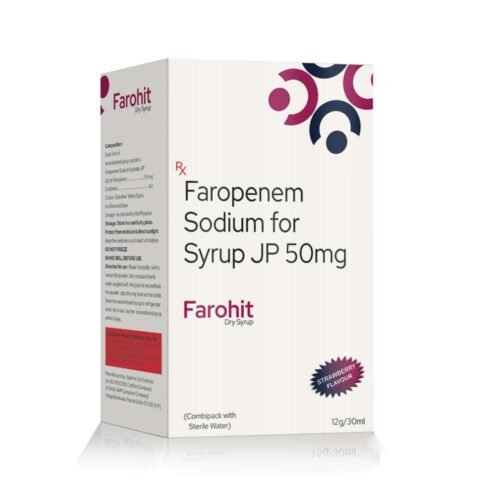 Faropenem Sodium for Syrup JP 50 Mg – Farohit, Compositions of Faropenem Sodium for Syrup JP 50 Mg – Farohit are Faropenem 50 mg per 5 ml syrup, Faropenem Sodium for Syrup JP 50 Mg – Farohit offered by Cista Medicorp