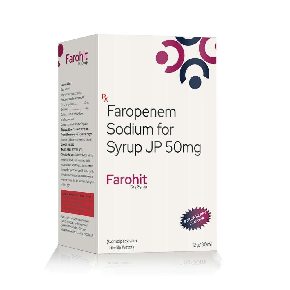 Faropenem Sodium for Syrup JP 50 Mg – Farohit, Compositions of Faropenem Sodium for Syrup JP 50 Mg – Farohit are Faropenem 50 mg per 5 ml syrup, Faropenem Sodium for Syrup JP 50 Mg – Farohit offered by CistaMedicorp