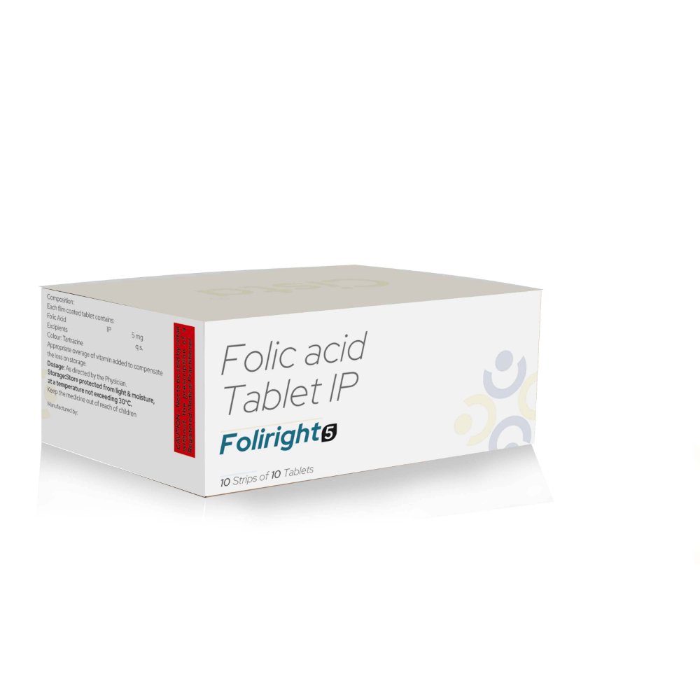 Folic Acid Tablets IP 5 Mg – Foliright 5, Compositions of Folic Acid Tablets IP 5 Mg – Foliright 5 are Folic Acid 5mg, Folic Acid Tablets IP 5 Mg – Foliright 5 offered by CistaMedicorp