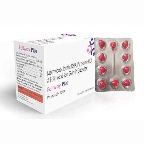 Foliway Plus Soft Gelatin Capsules with MCB + Pyridoxine Folic Acid + DHA  Prenatal Soft Gelatin Capsules 