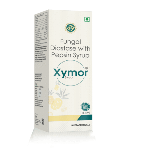 Fungal Diastase 50 Mg & Papain 10 Mg Syrup – Xymor 100 ML, Compositions of Fungal Diastase 50 Mg & Papain 10 Mg Syrup – Xymor 100 ML are Fungal Diastase 50mg & Papain 10mg Syp - Digestive Enzyme, Fungal Diastase 50 Mg & Papain 10 Mg Syrup – Xymor 100 ML offered by Cista Medicorp