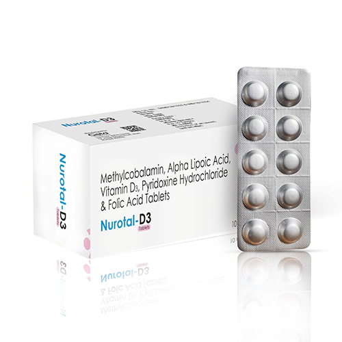 Nurotal-D3 Tablet with Methylcobalamin 1500 Mcg, Alpha  Lipoic Acid 100mg, Vitamin D3 1000 Iu ,  Pyridoxine 3mg,  Folic Acid1.5mg 