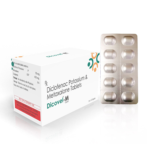 Dicovel M Tablet with Diclofenac 50 mg + Metaxalone 400 mg 
