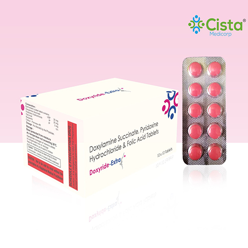 Doxyride Extra Tablet with Doxylamine Succinate 20 mg &  Pyridoxine hydrochloride 20 mg & Folic  Acid 5MG 