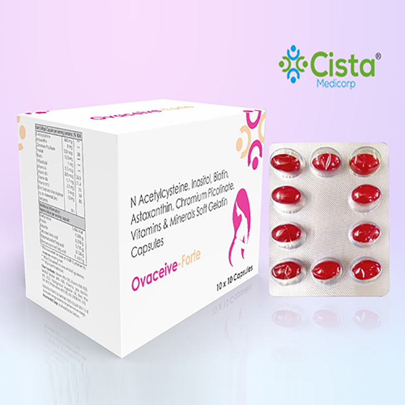 Ovaceive FORTE Soft Gelatin Capsules with Inositol 12.5mg + N-Acetycysteine  600mg +Chromium Picolinate 500 mcg +  Astaxanthin 8mg+ Biotin 1mg+  Alfacalcidol 0.5mcg + vitamins &  Minerals 