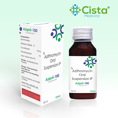 Azipril 100 Suspension with Azithromycin 100 mg per 5 ml 