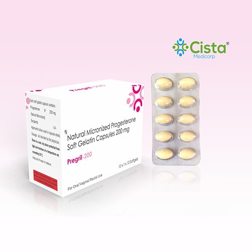 Pregril 200 Soft Gelatin Capsules with Natural Micronised Progesterone  200mg 