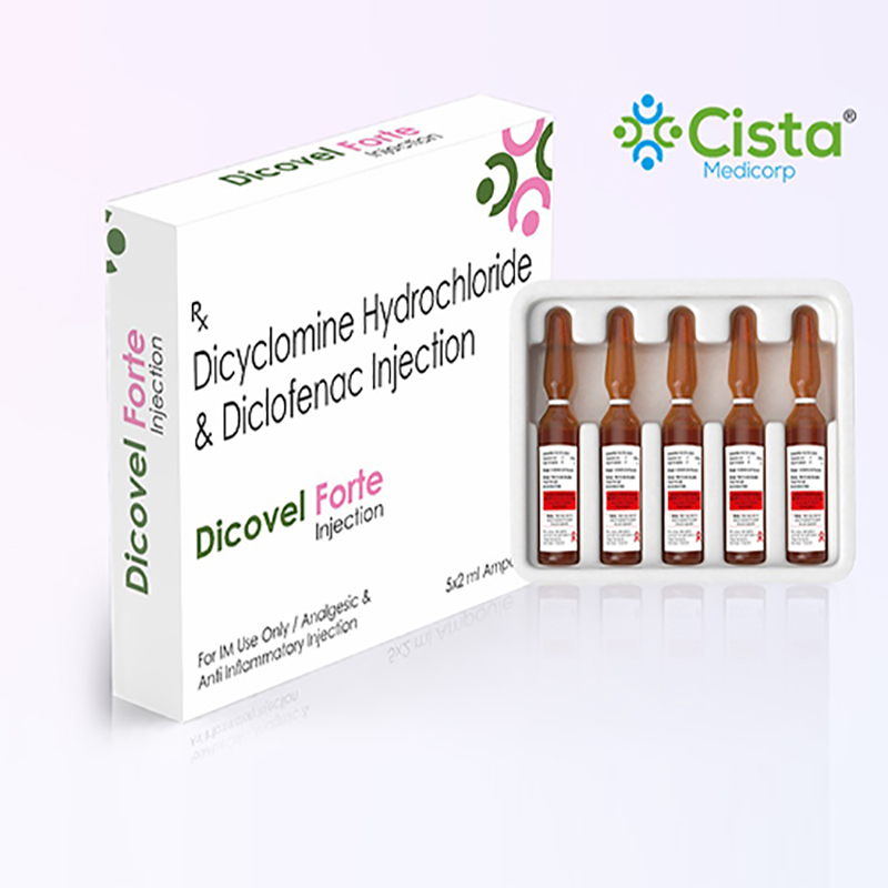 Dicovel Forte Liquid Injection with Dicyclomine HCl 10 mg+ Diclofenac  Sodium 25mg 