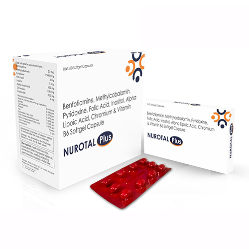 NurotalPlus Soft Gelatin Capsules with Benfotiamine 50 mg + Methylcobalamin  1500 mcg + Pyridoxine 3 mg + Folic Acid  5 mg + Inositol 100 mg + Alpha Lipoic  Acid 100 mg + Chromium 200 mg +  Vitamin B6 