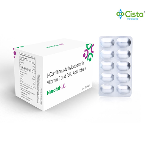 Nurotal LC (FOOD) Tablets with L-carnithine L-Tartate 500 mg +  Methylcoalamin 1500 mcg + Folic acid  1.5 mg 