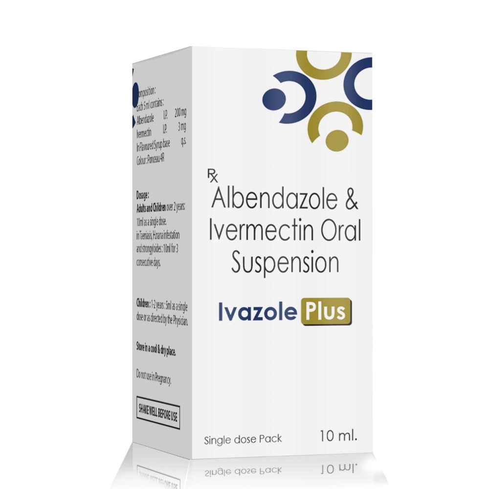 Ivermectin & Albendazole Suspension – Ivazole-Plus, Compositions of Ivermectin & Albendazole Suspension – Ivazole-Plus are Ivermectin 3 mg + Albendazole 200 MG, Ivermectin & Albendazole Suspension – Ivazole-Plus offered by CistaMedicorp