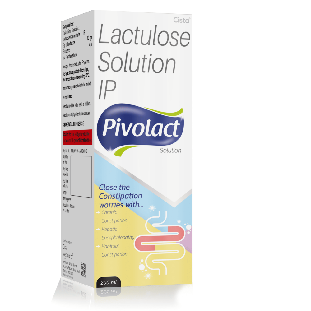 Lactulose Solution USP 200 Ml – Pivolact 200 Ml, Compositions of Lactulose Solution USP 200 Ml – Pivolact 200 Ml are Lactulose Solution, Lactulose Solution USP 200 Ml – Pivolact 200 Ml offered by CistaMedicorp