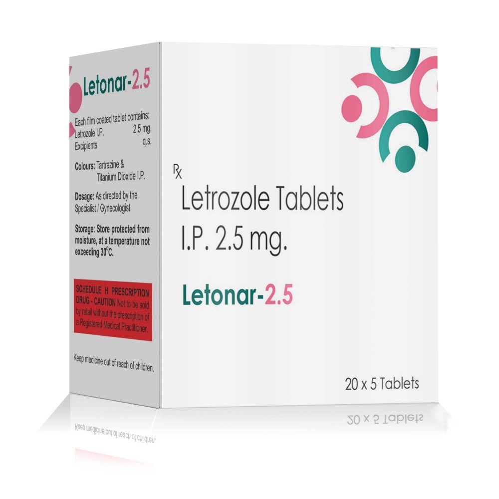 Letrozole Tablets IP 2.5 Mg – Letonar 2.5, Compositions of Letrozole Tablets IP 2.5 Mg – Letonar 2.5 are Letrozole 2.5 mg Tab, Letrozole Tablets IP 2.5 Mg – Letonar 2.5 offered by CistaMedicorp