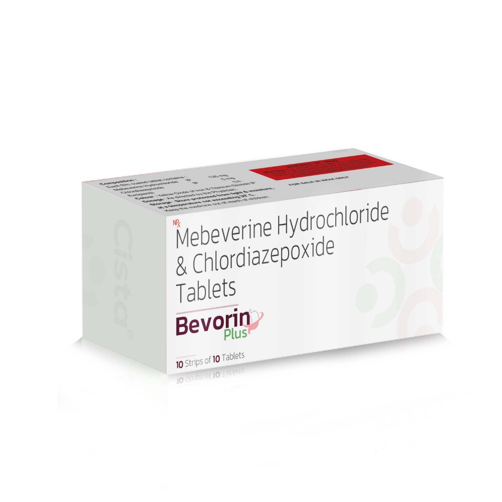 Mebeverine Hydrochloride & Chlordiazepoxide Tablets – Bevorin Plus, Compositions of Mebeverine Hydrochloride & Chlordiazepoxide Tablets – Bevorin Plus are Mebeverine 135 mg SR +  Chlordiazepoxide 5 mg, Mebeverine Hydrochloride & Chlordiazepoxide Tablets – Bevorin Plus offered by CistaMedicorp