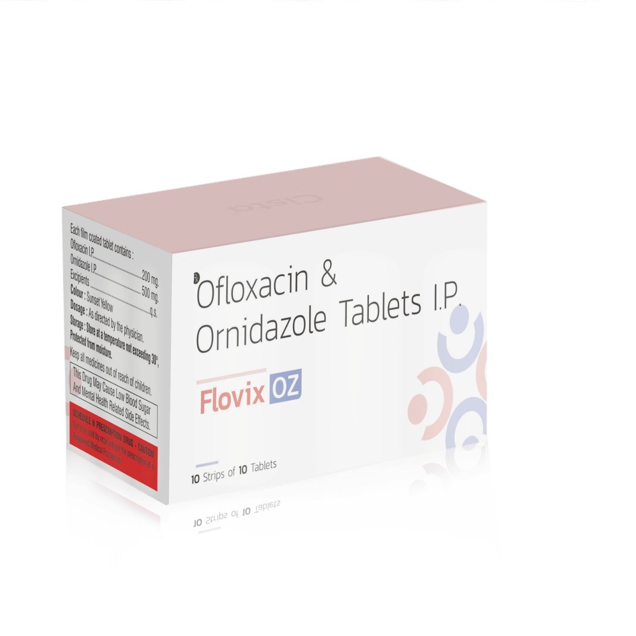Ofloxacin & Ornidazole Tablets – Flovix OZ, Compositions of Ofloxacin & Ornidazole Tablets – Flovix OZ are Ofloxacin 200mg + Ornidazole 500mg, Ofloxacin & Ornidazole Tablets – Flovix OZ offered by CistaMedicorp