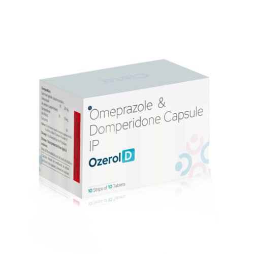 Omeprazole & Domperidone Capsules IP – Ozerol D, Compositions of Omeprazole & Domperidone Capsules IP – Ozerol D are Omeprazole 20mg + Domperidone 10mg, Omeprazole & Domperidone Capsules IP – Ozerol D offered by Cista Medicorp