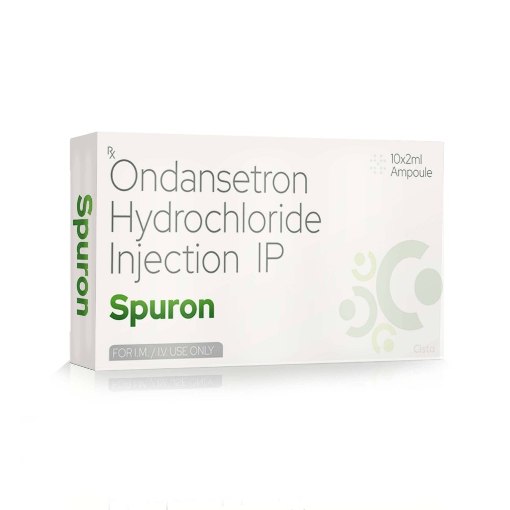 Ondansetron Hydrochloride Injection IP – Spuron Injection, Compositions of Ondansetron Hydrochloride Injection IP – Spuron Injection are Ondansetron 4mg/2ml, Ondansetron Hydrochloride Injection IP – Spuron Injection offered by CistaMedicorp