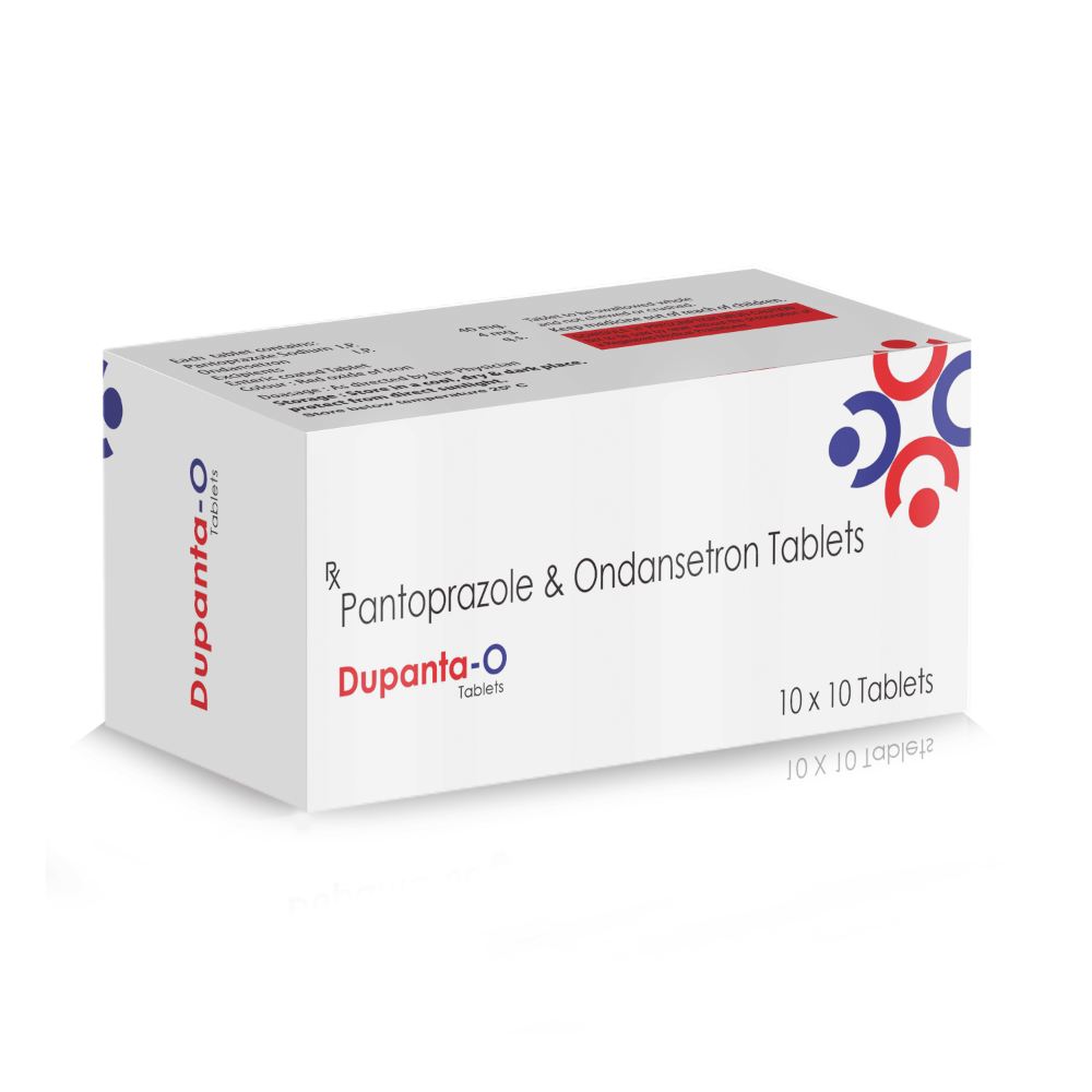 Pantoprazole & Ondansetron Tablets – Dupanta O, Compositions of Pantoprazole & Ondansetron Tablets – Dupanta O are Pantaprazole 40mg and ondasteron 4mg, Pantoprazole & Ondansetron Tablets – Dupanta O offered by CistaMedicorp