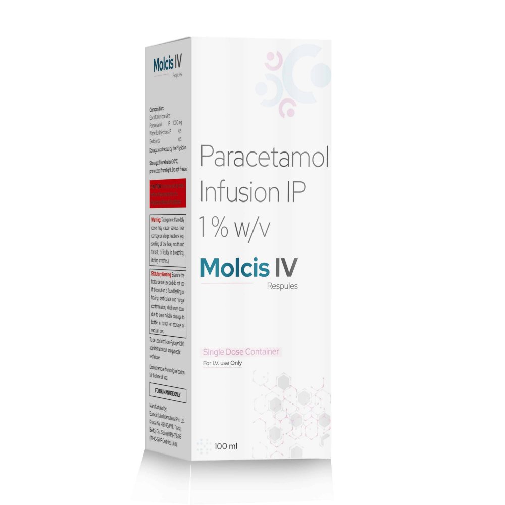 Paracetamol Infusion IP – Molcis I.V, Compositions of Paracetamol Infusion IP – Molcis I.V are Paracetamol 1000 mg (Infusion), Paracetamol Infusion IP – Molcis I.V offered by CistaMedicorp
