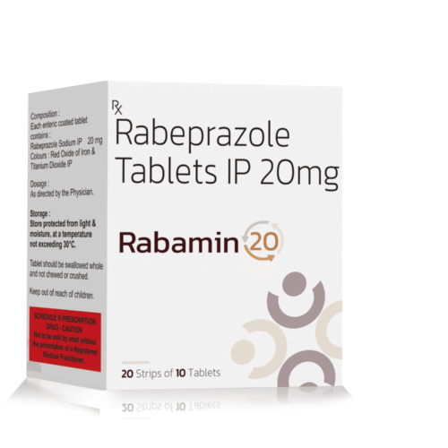 Rabeprazole Tablets IP 20 Mg – Rabamin 20 Tablets, Compositions of Rabeprazole Tablets IP 20 Mg – Rabamin 20 Tablets are Rabeprazole 20mg, Rabeprazole Tablets IP 20 Mg – Rabamin 20 Tablets offered by Cista Medicorp