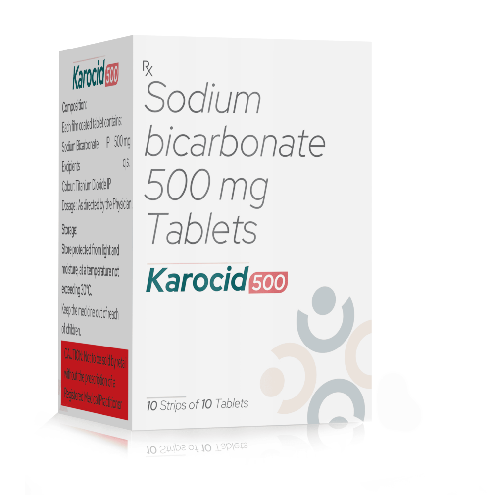 Sodium Bicarbonate Tablets 500 Mg – Karocid-500, Compositions of Sodium Bicarbonate Tablets 500 Mg – Karocid-500 are Sodium Bicarbonate 500 mg, Sodium Bicarbonate Tablets 500 Mg – Karocid-500 offered by CistaMedicorp