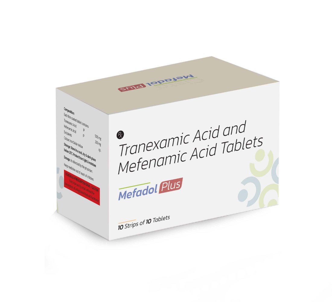 Tranexamic Acid & Mefenamic Acid Tablets – Mefadol Plus, Compositions of Tranexamic Acid & Mefenamic Acid Tablets – Mefadol Plus are Mefenamic 250mg+ Tranexamic 500 mg, Tranexamic Acid & Mefenamic Acid Tablets – Mefadol Plus offered by CistaMedicorp