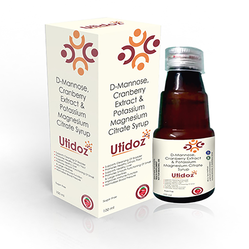 Utidoz Syrup with Cranberry Extract 200mg + D-Mannose  300mg +Potassium Magnesium Citrate 978  mg+Pyridoxine HCl 3mg 