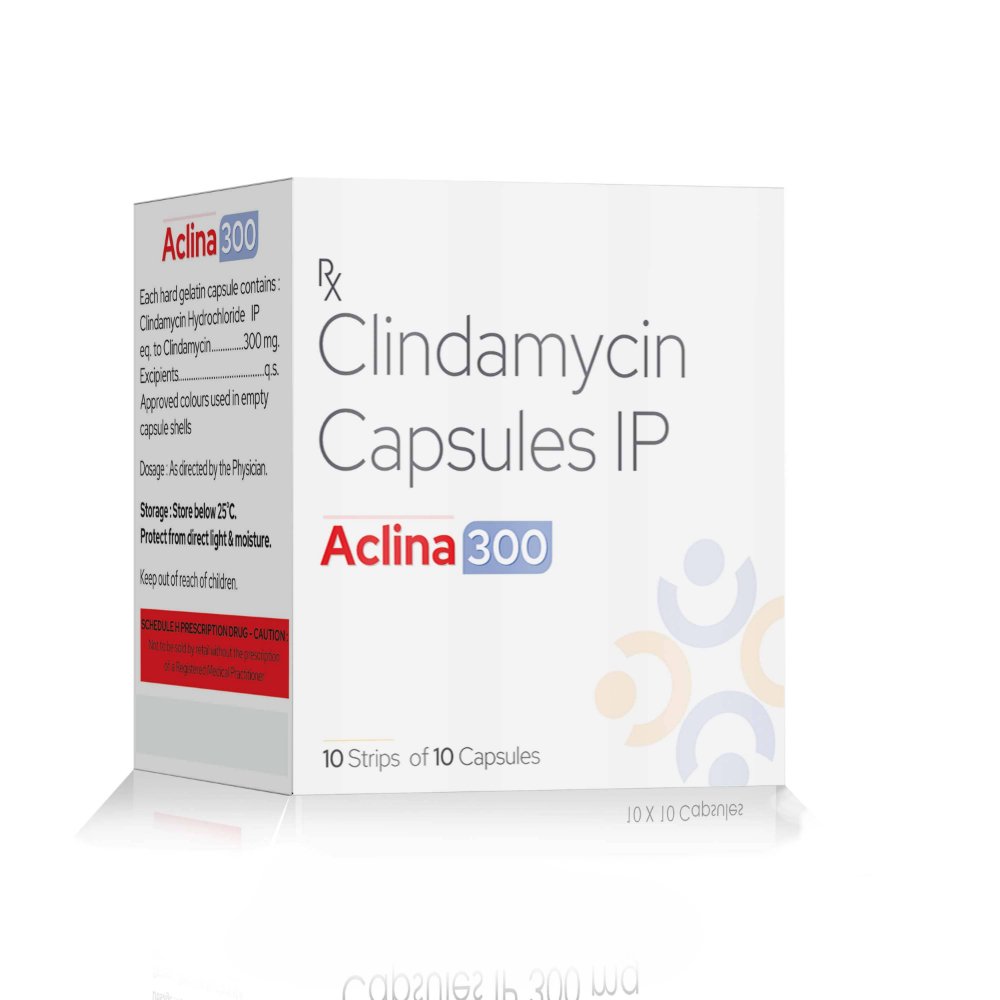 Clindamycin Capsules IP 300 Mg – Aclina 300, Compositions of Clindamycin Capsules IP 300 Mg – Aclina 300 are Clindamycin Capsules IP 300 mg , Clindamycin Capsules IP 300 Mg – Aclina 300 offered by CistaMedicorp
