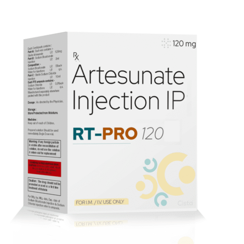 Artesunate Injection IP 120 Mg – RT-PRO 120, Compositions of Artesunate Injection IP 120 Mg – RT-PRO 120 are Artesunate Injection IP , Artesunate Injection IP 120 Mg – RT-PRO 120 offered by Cista Medicorp