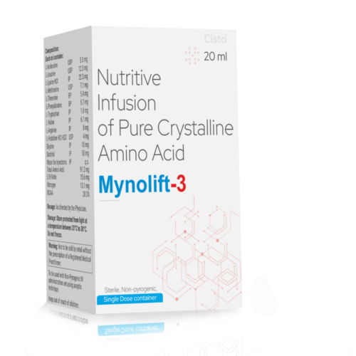 Nutritive Infusion of Pure Crystalline Amino Acid – Mynolift-3, Compositions of Nutritive Infusion of Pure Crystalline Amino Acid – Mynolift-3 are Nutritive Infusion of Pure Crystalline Amino Acid , Nutritive Infusion of Pure Crystalline Amino Acid – Mynolift-3 offered by Cista Medicorp