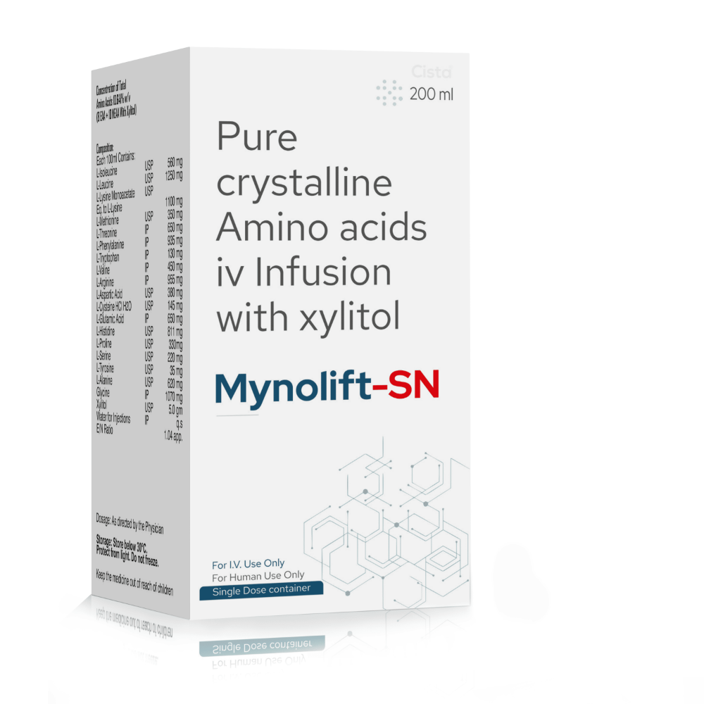 Pure Crystalline Amino Acids IV Infusion with Xylitol – MYNOLIFT-SN, Compositions of Pure Crystalline Amino Acids IV Infusion with Xylitol – MYNOLIFT-SN are Pure crystalline Amino acids iv Infusion with xylitol , Pure Crystalline Amino Acids IV Infusion with Xylitol – MYNOLIFT-SN offered by CistaMedicorp