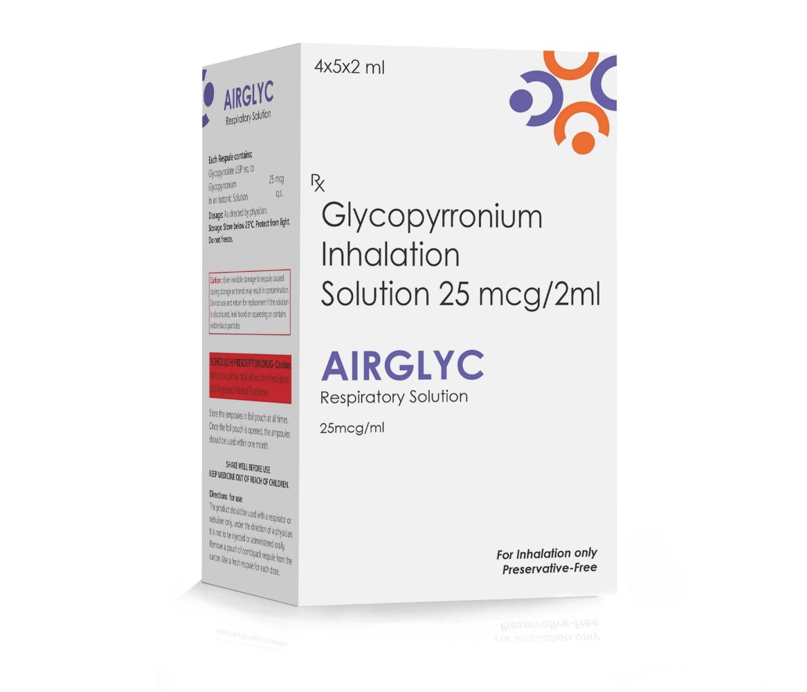 Glycopyrronium Inhalation Solution 25 Mcg – AIRGLYC Respules, Compositions of Glycopyrronium Inhalation Solution 25 Mcg – AIRGLYC Respules are Glycopyrronium Inhalation Solution 25mcg, Glycopyrronium Inhalation Solution 25 Mcg – AIRGLYC Respules offered by CistaMedicorp