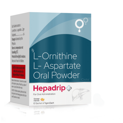L-Ornithine L-Aspartate Oral Powder – HEPADRIP Sachet, Compositions of L-Ornithine L-Aspartate Oral Powder – HEPADRIP Sachet are Each Sachet Contains: L-Ornithine L- Aspartate 3gm, L-Ornithine L-Aspartate Oral Powder – HEPADRIP Sachet offered by Cista Medicorp